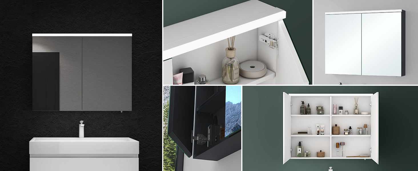 glasvilla Armoire de Toilette avec Éclairage LED Armoire de Toilette Armoire Murale Miroir de Salle de Bain Spiegelschrank-03