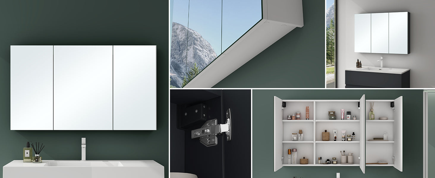 glasvilla Armadietto a Specchio con Lampada da Specchio LED per Bagno, Mobiletto da Parete per Bagno con Specchio e Luce a Specchio Spiegelschrank 02