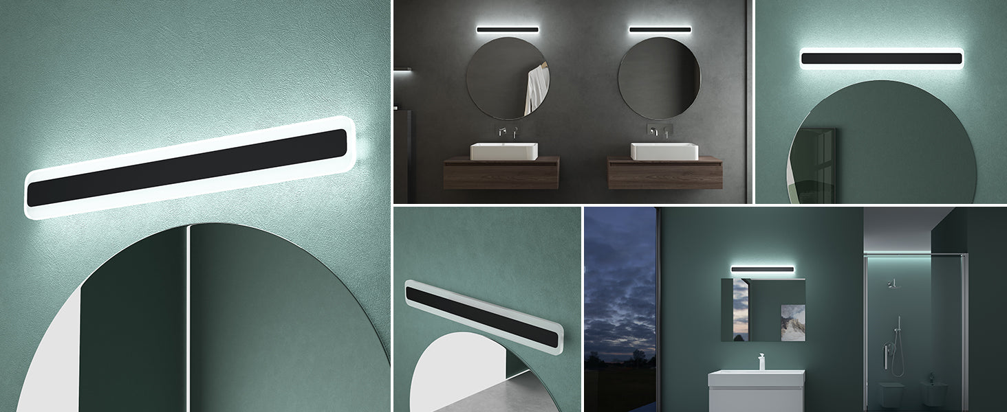 glasvilla Lampe de Salle de Bain LED pour Miroir | Lampe Miroir à Intensité Variable 3 Couleurs 3000K-6000K | Lampe de Maquillage 14W LumaRay