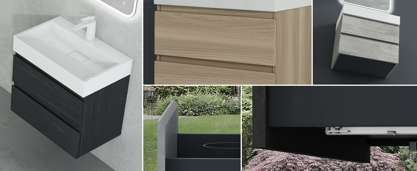 glasvilla Mobile Bagno Sospeso con 2 Cassetti Include Lavabo Mobile da Bagno con Lavabo Verona