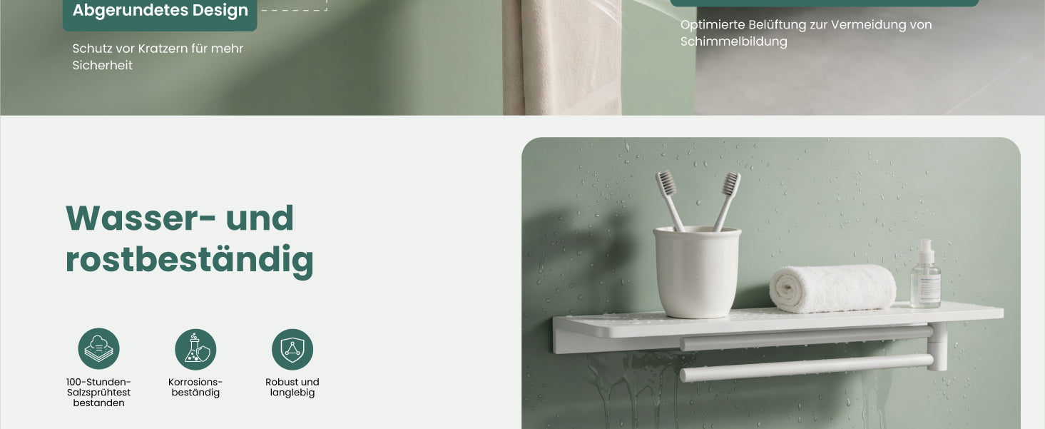 glasvilla Mensola da Parete Multifunzionale, Mensola per Doccia in Alluminio con Portasciugamani Mensola da Appendere per Bagno o Cucina, Reglo-19