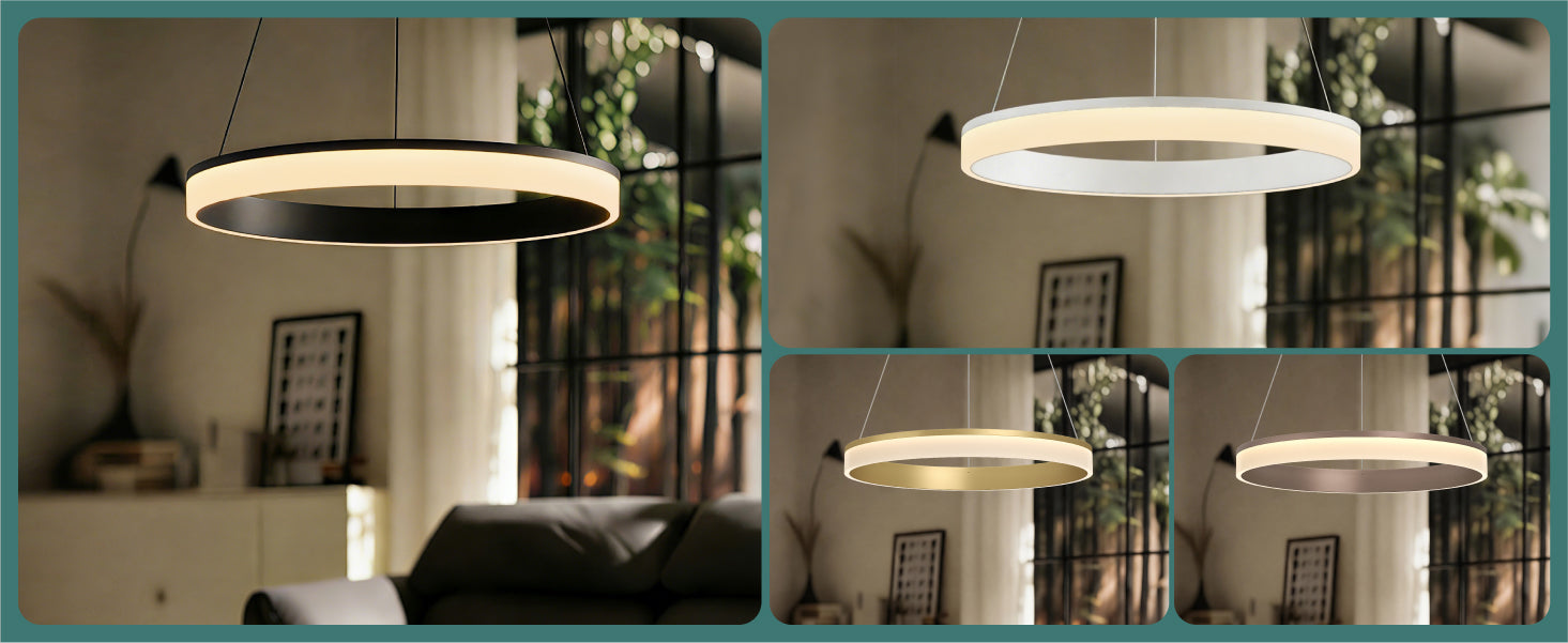 glasvilla Lampadario a Sospensione, Lampada 3000-6000K con Filo 110 CM, Altezza Regolabile, Lampada da Soffitto a Sospensione per Camera da Letto e Soggiorno, Luvina02
