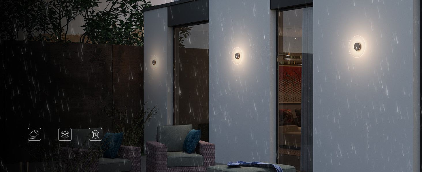 glasvilla Lampione da Giardino 3000K, Luminoso da Giardino IP65 Lampada da Parete per Esterno φ30x6.5cm per Giardini, Parchi, Aree Residenziali e Ingressi LunaLights