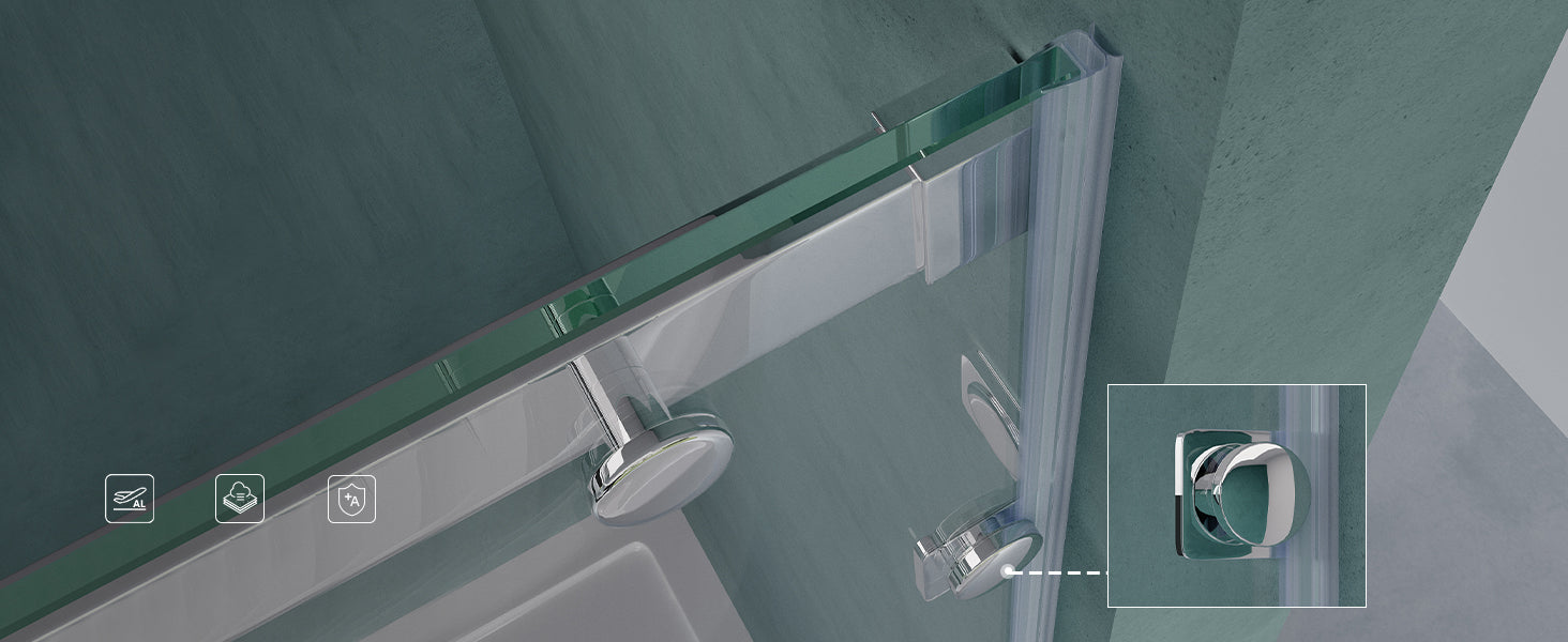 glasvilla Duschtür Nischentür dusche Duschabtrennung Duschkabine Schiebetür 8mm ESG in Klarglas mit NANO 4-Punktbefestigung Teramo04-2