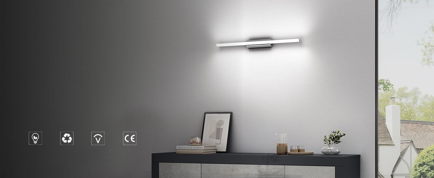 Glasvilla Spiegelstrahl – Lámpara LED para espejo de baño 6000K, 9W, acabado cromo