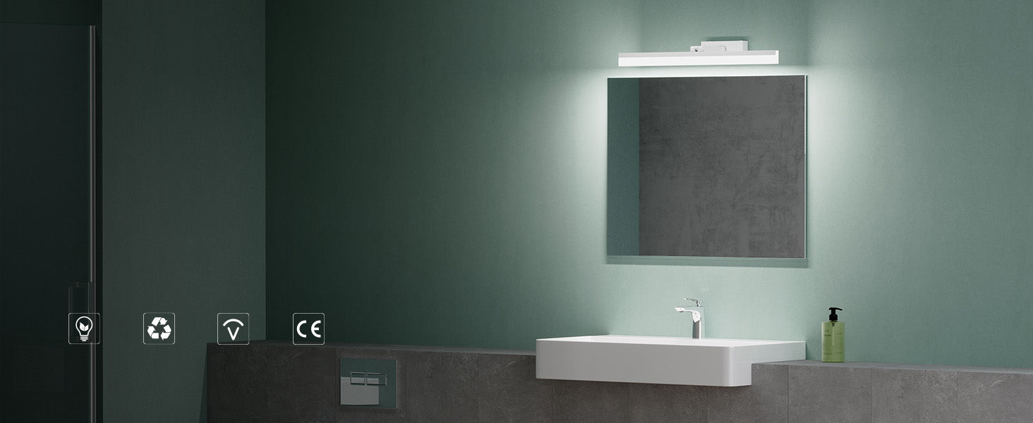 glasvilla Lampe de Salle de Bain LED pour Miroir 40 Cm | Lampe Miroir, Lampe de Salle de Bain 6000K | Luxaris 9W Rotatif à 180°