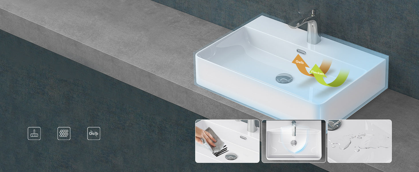 Lavabo de Encimera Glasvilla Meissen201 Cerámica con Recubrimiento Nano