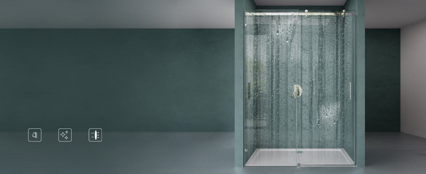 glasvilla Duschtür Nischentür dusche Duschabtrennung Duschkabine Schiebetür 8mm ESG in Klarglas mit NANO 4-Punktbefestigung Teramo04-2