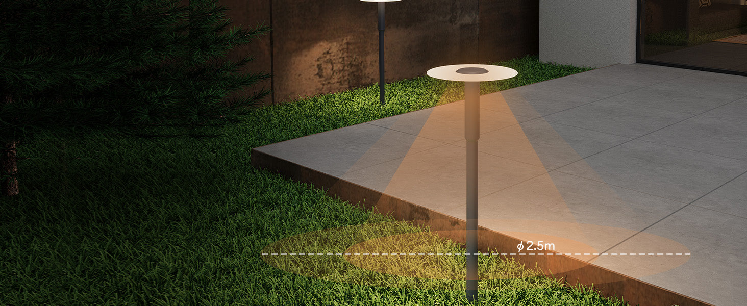 glasvilla Lampione da Giardino ⌀300xH804mm IP65 Luminoso da Giardino 3000K| Lampada da Terra per Esterni 6W Paletti Esterni per Giardini, Parchi, Aree Residenziali e Ingressi StellaeLights