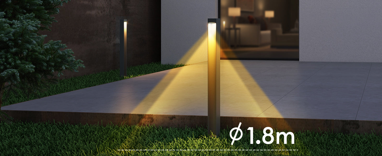 glasvilla Lampione da Giardino IP65 Lampada da Terra per Esterni 3000K Paletti Esterni per Giardini, Parchi, Aree Residenziali e Ingressi 5W BaldersLights