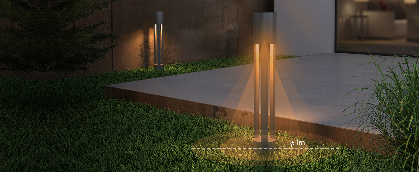 glasvilla Lampione da Giardino ⌀120xH700mm Luminoso da Giardino IP65 Lampada da Terra per Esterni 3000K Paletti Esterni 10W per Giardini, Parchi, Aree Residenziali e Ingressi NeoForge