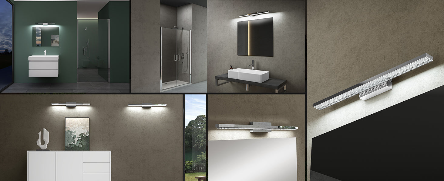 glasvilla Lampada da Specchio LED per Bagno | Lampada a Specchio 6000K, Illuminazione da Parete 14W per Trucco Leuchtschein