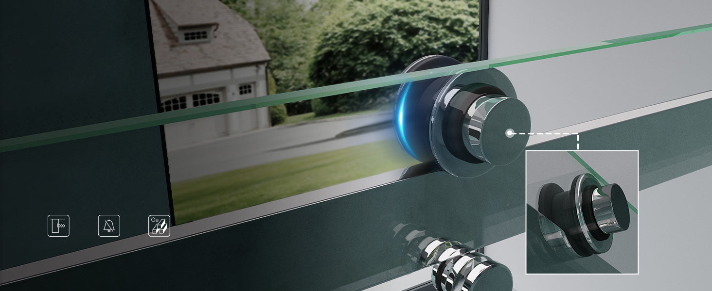 glasvilla Duschtür Nischentür dusche Duschabtrennung Duschkabine Schiebetür 8mm ESG in Klarglas mit NANO 4-Punktbefestigung Teramo04-2