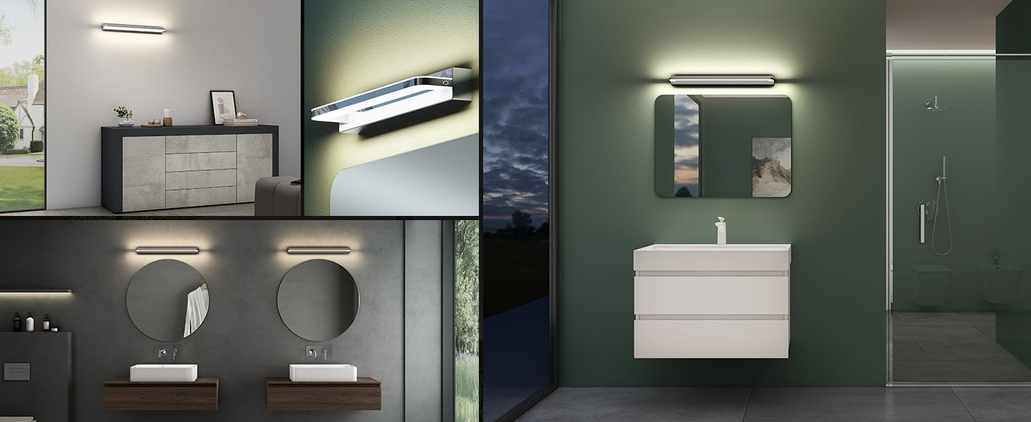 Glasvilla SparkLuxe – Lámpara LED para espejo de baño 4000K, luz natural y eficiente