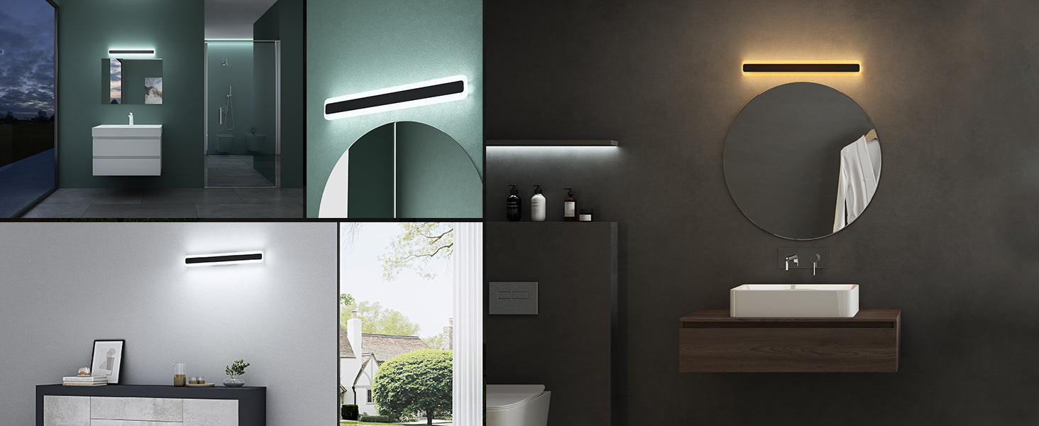 glasvilla Lampe de Salle de Bain LED pour Miroir | Lampe Miroir à Intensité Variable 3 Couleurs 3000K-6000K | Lampe de Maquillage 14W LumaRay