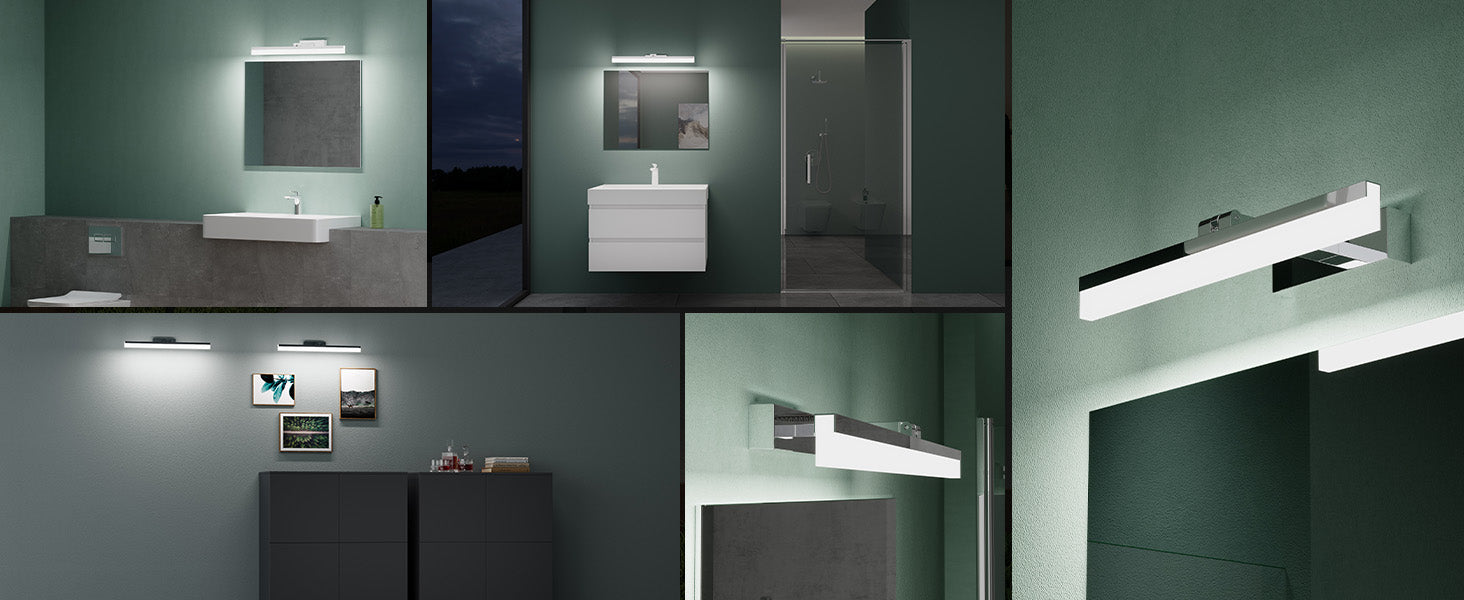 glasvilla Lampe de Salle de Bain LED pour Miroir 40 Cm | Lampe Miroir, Lampe de Salle de Bain 6000K | Luxaris 9W Rotatif à 180°