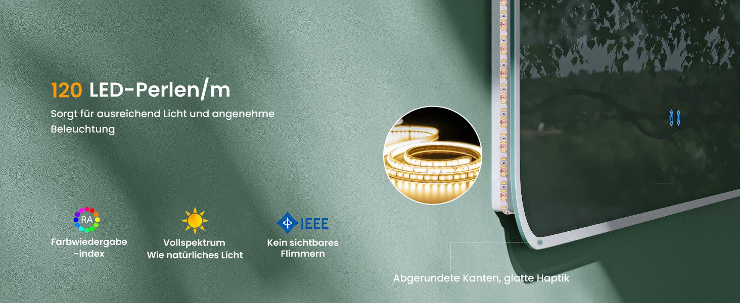glasvilla Specchio da Bagno Appeso Specchio a LED con Interruttore Touch Specchio da Parete per Il Trucco Anti-Appannamento