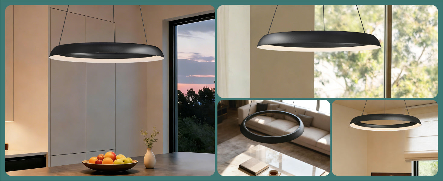 glasvilla Lampadario Sospensione, Lampada 3000-6000K con Filo 110 CM, Altezza Regolabile, Lampada da Soffitto a Sospensione per Camera da Letto, Cucina e Soggiorno, Luvina04