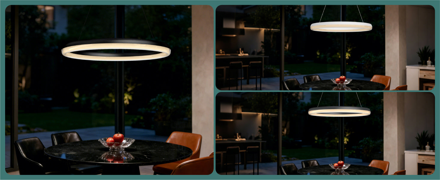 glasvilla Lampadario a Sospensione, Lampada 3000-6000K con Filo 110 CM, Altezza Regolabile, Lampada da Soffitto a Sospensione per Camera da Letto e Soggiorno, Luvina05