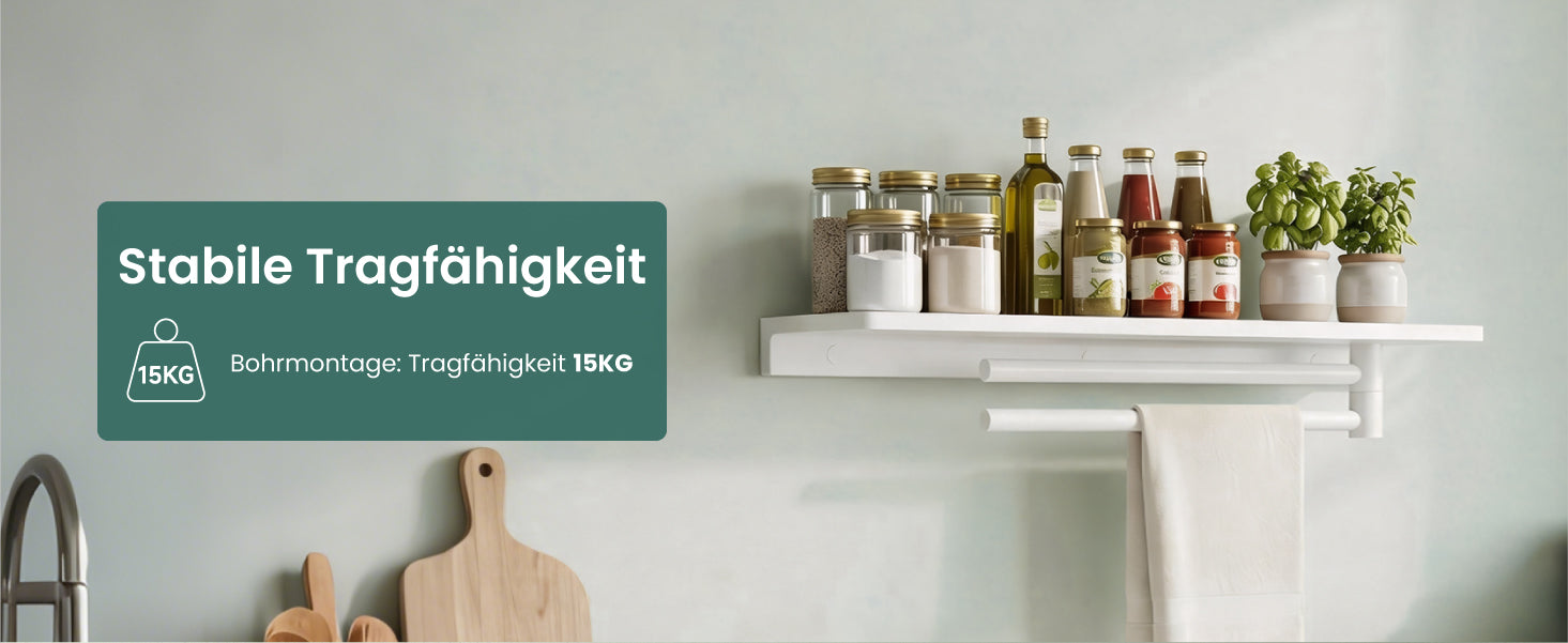 glasvilla Mensola da Parete Multifunzionale, Mensola per Doccia in Alluminio con Portasciugamani Mensola da Appendere per Bagno o Cucina, Reglo-19