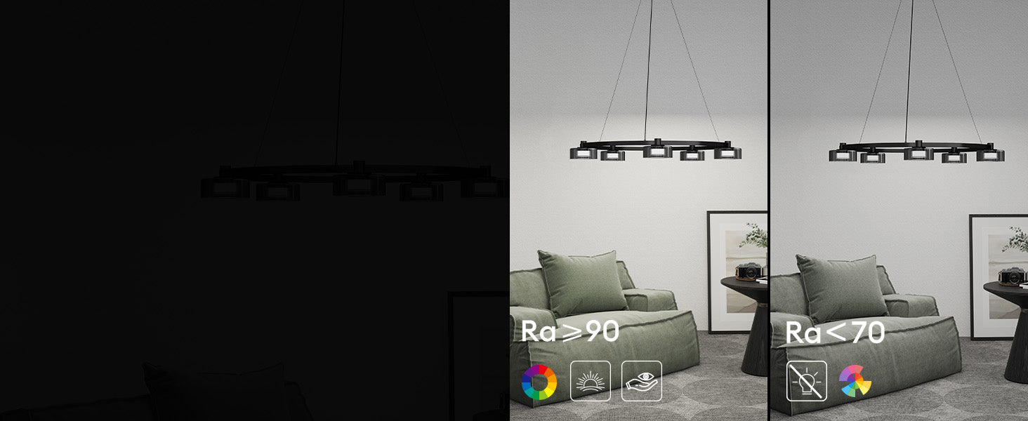 Glasvilla Design – Lámpara colgante LED negra regulable 3000K–6000K con cable ajustable