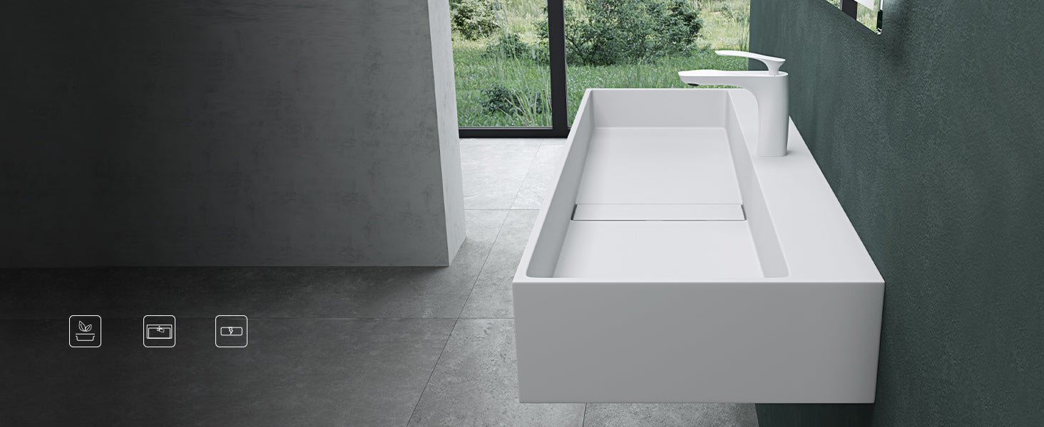 Lavabo Glasvilla Col6028 – Mineralguss con orificio para grifo, diseño y funcionalidad superior