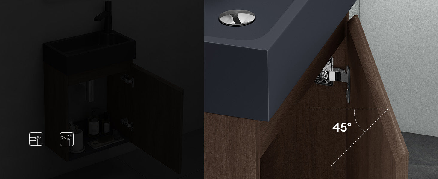 glasvilla Mobile Bagno Sospeso con Lavabo Antracite Opaco Mobiletto da Bagno 46x26x63cm Pisa02