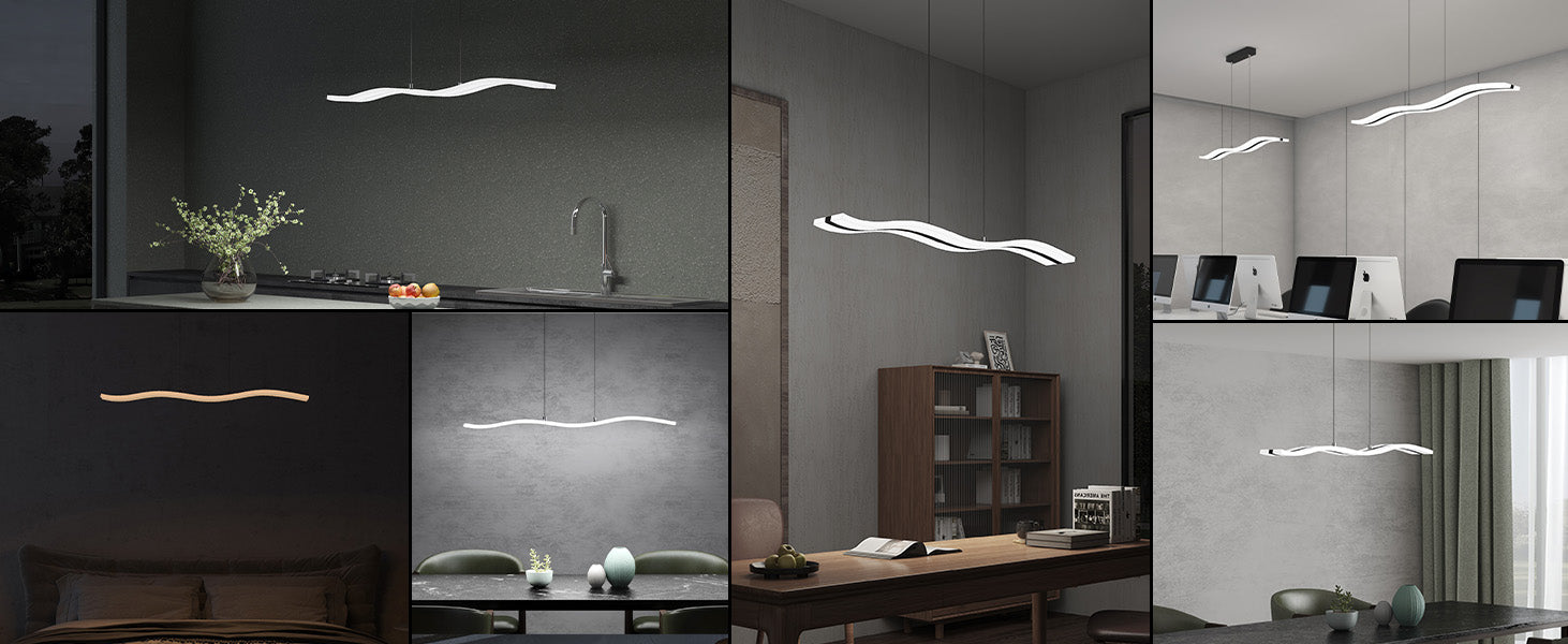 Glasvilla Design – Lámpara colgante LED 97 cm regulable con mando, 3000K–6000K, cable ajustable (36W)