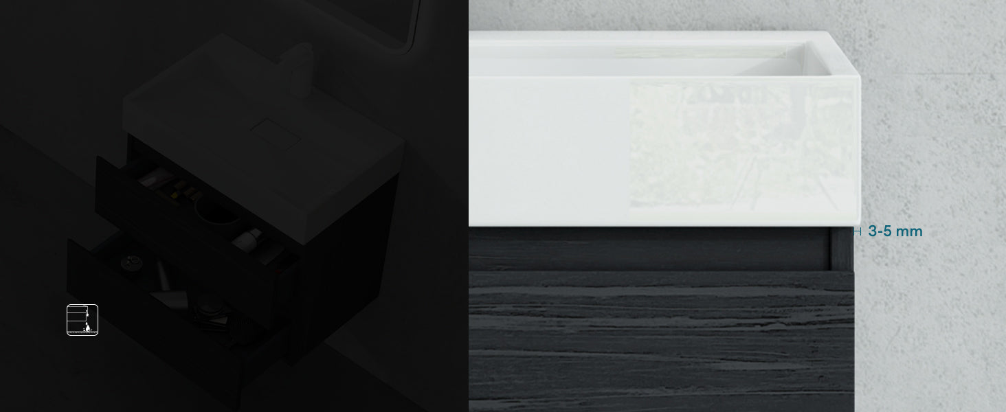 glasvilla Mobile Bagno Sospeso con 2 Cassetti Include Lavabo Mobile da Bagno con Lavabo Verona