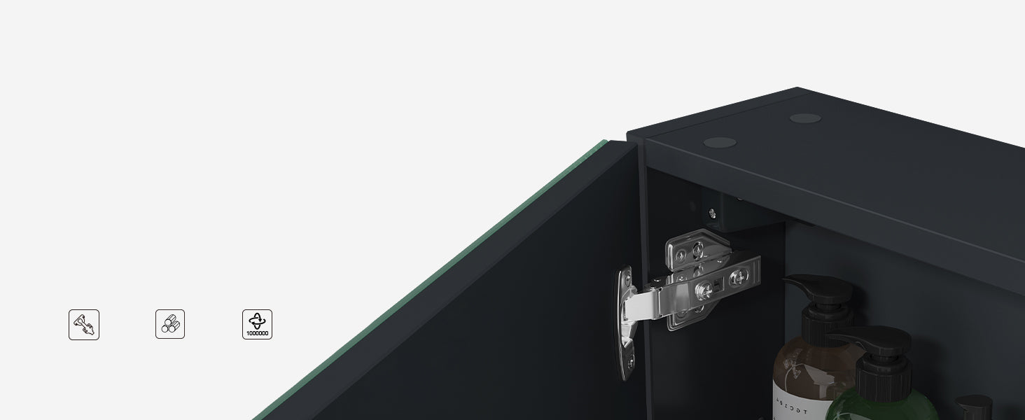 Meuble de salle de bain Glasvilla avec miroir et éclairage, meuble de salle de bain avec lampe miroir, éclairage miroir rotatif à 180°, lampe de salle de bain LED Luxaris