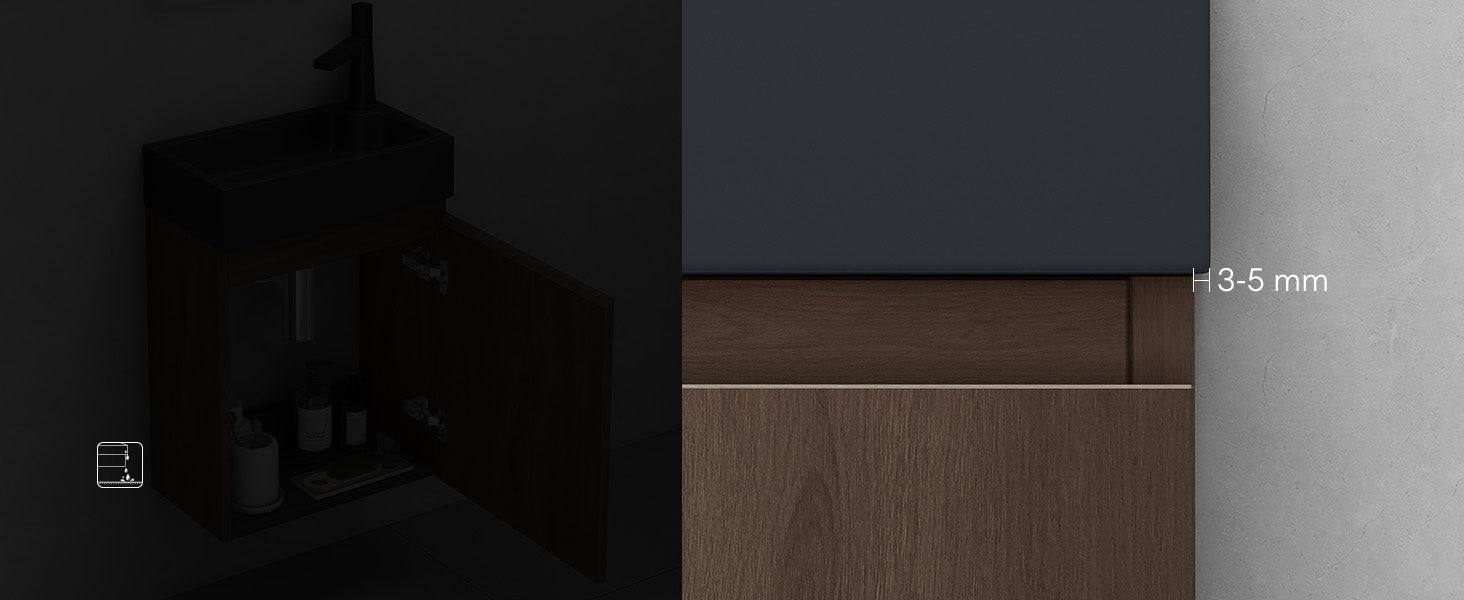 glasvilla Mobile Bagno Sospeso con Lavabo Antracite Opaco Mobiletto da Bagno 46x26x63cm Pisa02