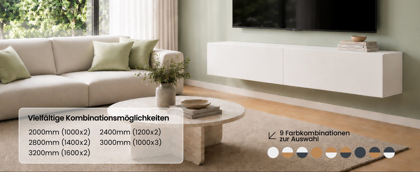 glasvilla Fernsehtisch Fernsehschrank TV Schrank Verdeckter Griff mit Soft-Close Lowboard Hängeschrank für Wohnzimmer Fernsehschrank02