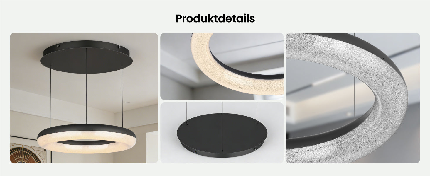 glasvilla Lampadario Sospensione, Lampada 3000-6000K con Filo 170 CM, Altezza Regolabile, Lampada da Soffitto a Sospensione per Camera da Letto, Cucina e Soggiorno, Luvina03