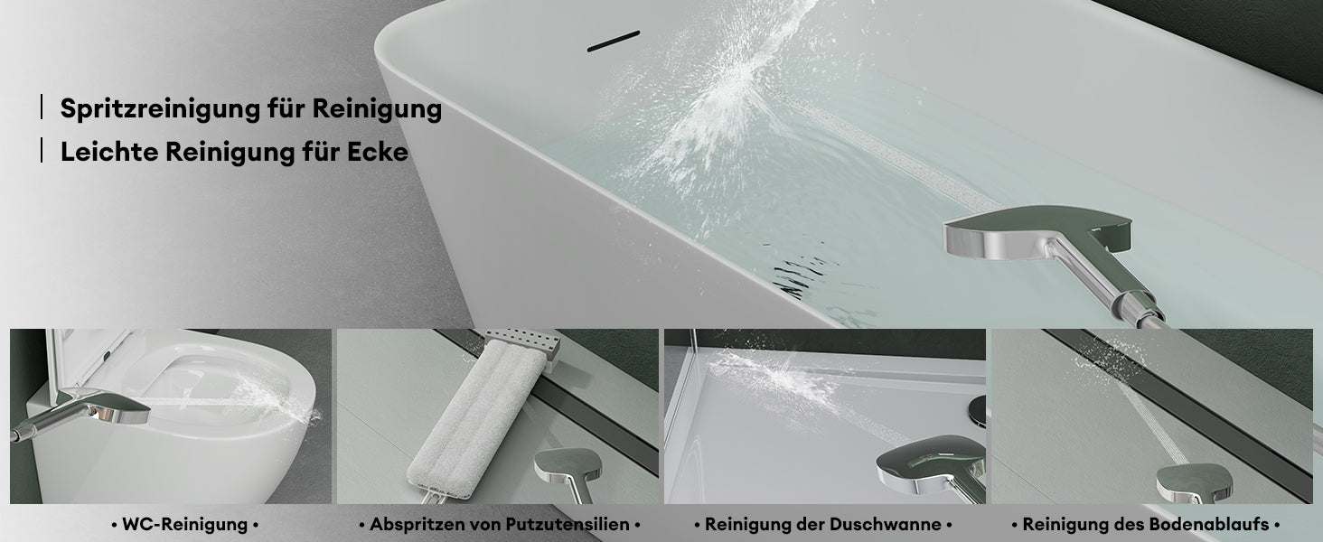 glasvilla Badewannenarmatur mit Handbrause Wasserfall Wannenarmatur Strahlarten Handbrause aus Messing inkl. Brausestange und Brauseschlauch