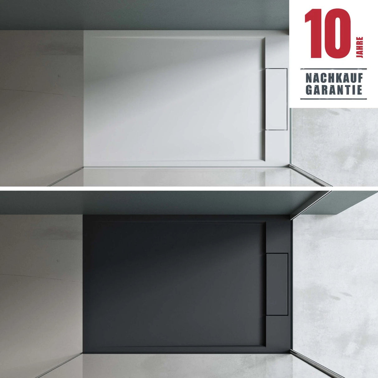 glasvilla Duschwanne Duschtasse de Mineralguss Rectangular 70-160cm Mineralgusswanne Geoma04