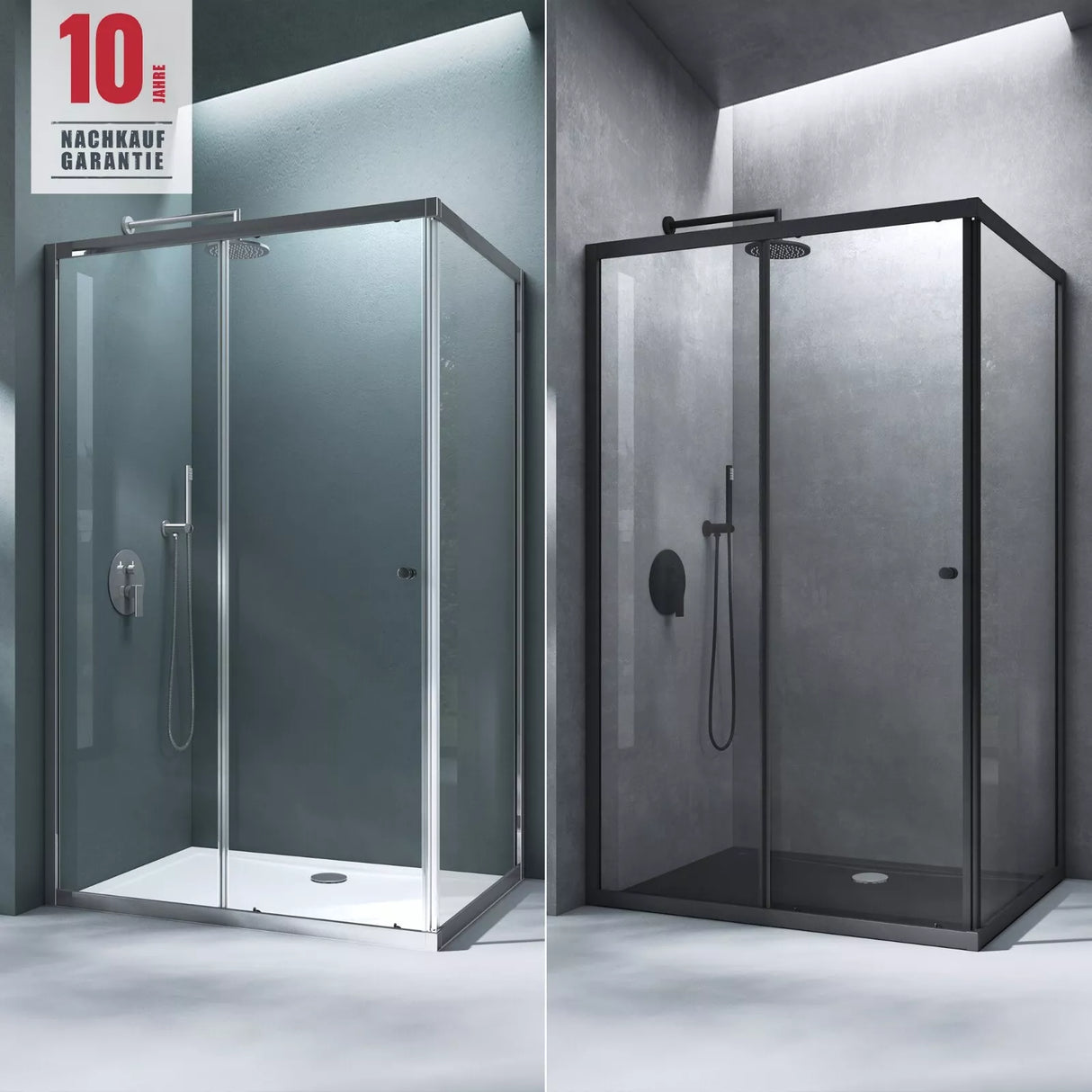 glasvilla Box Doccia in Vetro Box Cabina Doccia Angolare con Porta Scorrevole e Nano Rivestimenti 190cm Ravenna16L-K