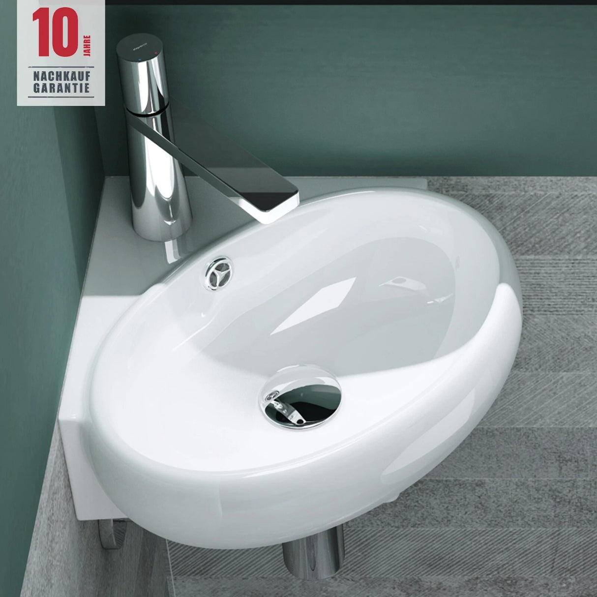 glasvilla Lavabo da Appoggio in Ceramica Lavabo Sospeso con Nano Rivestimenti Lavabo Bagno Sospeso Lavandino Bagno Bianco Brüssel002