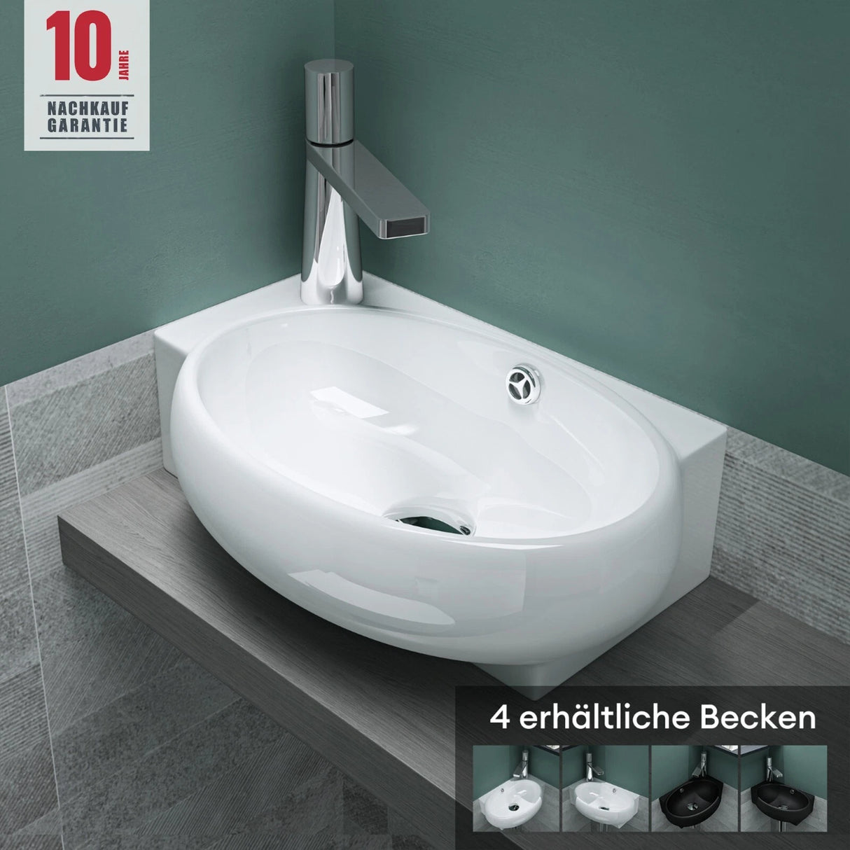 glasvilla Lavabo da Appoggio 42X28X15cm Lavabo Bagno Sospeso Lavandino Bagno in Ceramica con Nano Rivestimenti Brüssel001