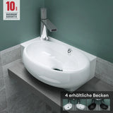 glasvilla Lavabo da Appoggio 42X28X15cm Lavabo Bagno Sospeso Lavandino Bagno in Ceramica con Nano Rivestimenti Brüssel001