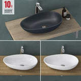 lavabo ovalado de encimera sin orificio para grifo y desagüe Col809